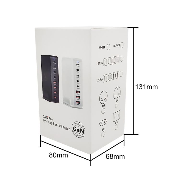 240-W-Desktop-GaN-Ladegerät 8-Port-USB-Typ-C-PD-Ladegerät Schnellladung 3.0 USB-Typ-C-Schnellladegerät Mobiles USB-Ladegerät