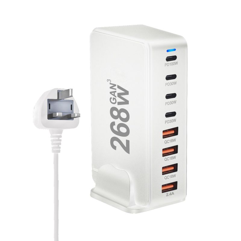 240-W-Desktop-GaN-Ladegerät 8-Port-USB-Typ-C-PD-Ladegerät Schnellladung 3.0 USB-Typ-C-Schnellladegerät Mobiles USB-Ladegerät