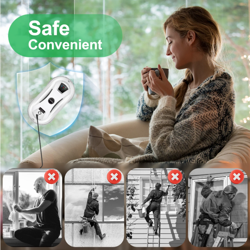 PuRuiKai Home Fensterreinigungsroboter Smart Fensterglasstaubsauger Ein-Tasten-Glaswandreinigungsmaschine