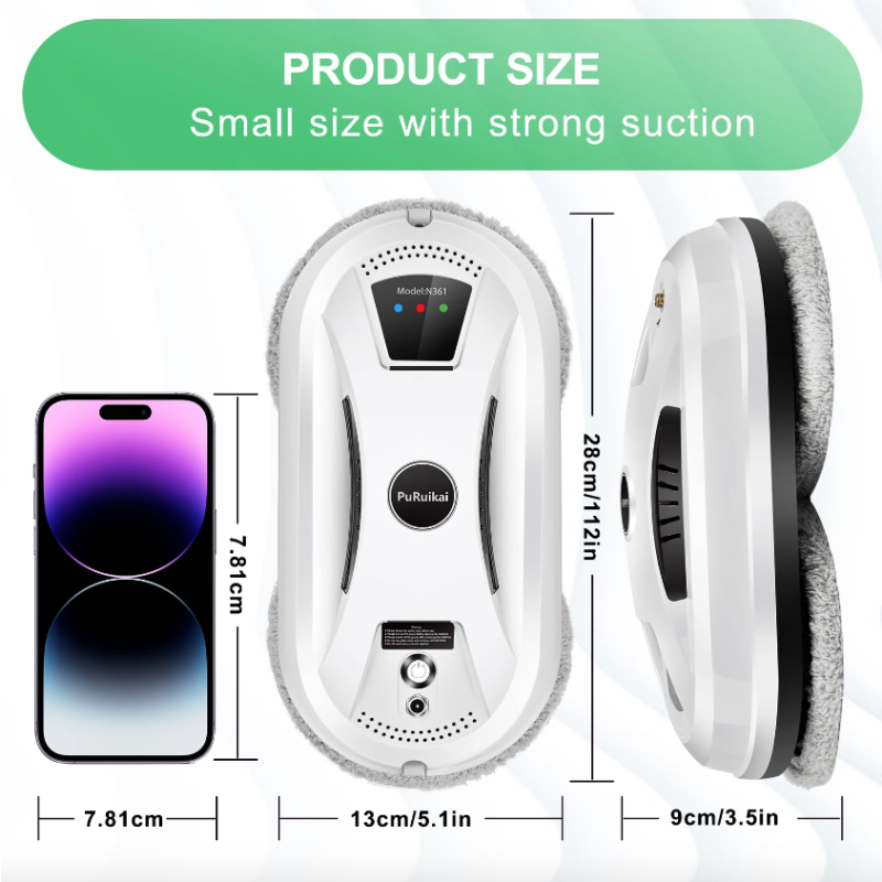 PuRuiKai Home Fensterreinigungsroboter Smart Fensterglasstaubsauger Ein-Tasten-Glaswandreinigungsmaschine