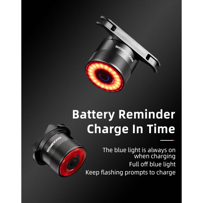 ROCKBROS Q3 Fahrrad Rücklicht MTB Rennrad Nacht Radfahren Rücklicht Smart Bremssensor Warnlicht Wasserdichtes Fahrradzubehör