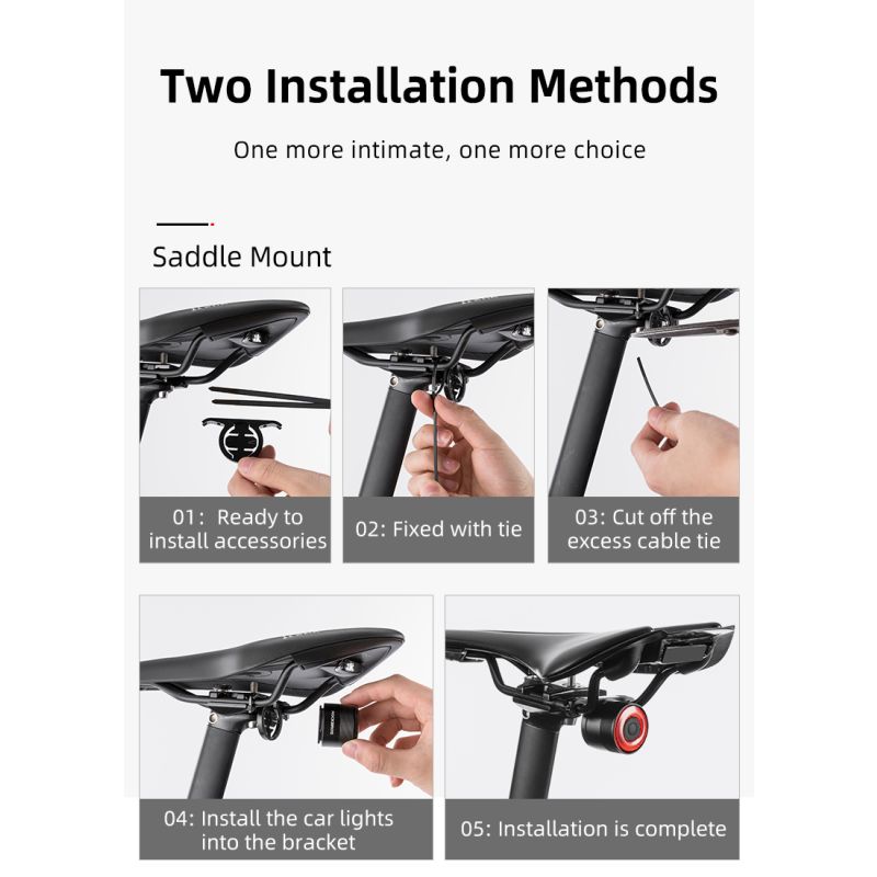 ROCKBROS Q3 Fahrrad Rücklicht MTB Rennrad Nacht Radfahren Rücklicht Smart Bremssensor Warnlicht Wasserdichtes Fahrradzubehör