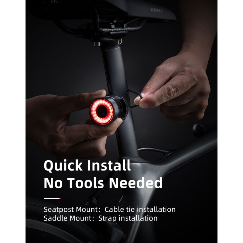 ROCKBROS Q3 Fahrrad Rücklicht MTB Rennrad Nacht Radfahren Rücklicht Smart Bremssensor Warnlicht Wasserdichtes Fahrradzubehör