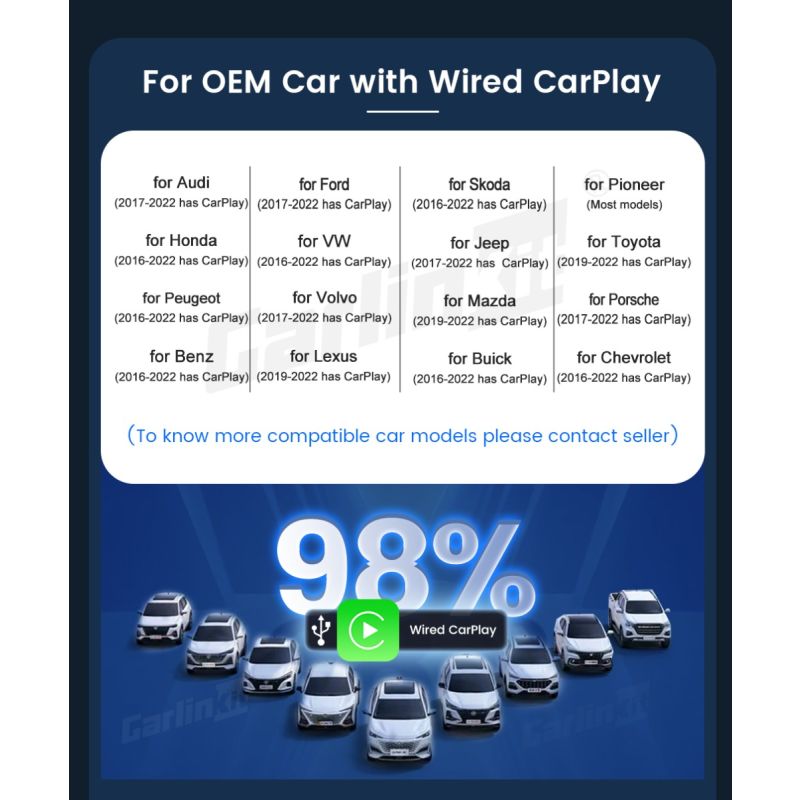 CarlinKit CarPlay Ai Box QCM6125 Android 13 Seamless Multitasking with Factory-Installed CarPlay Streaming