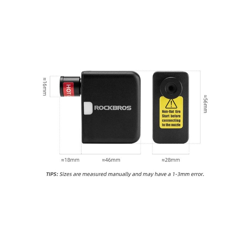 ROCKBROS Fahrradpumpe, tragbare Mini-Elektro-Luftpumpe, wiederaufladbar, 100 PSI, Reifenfüller, Auto, Fahrrad, Motorrad, Fahrradpumpe