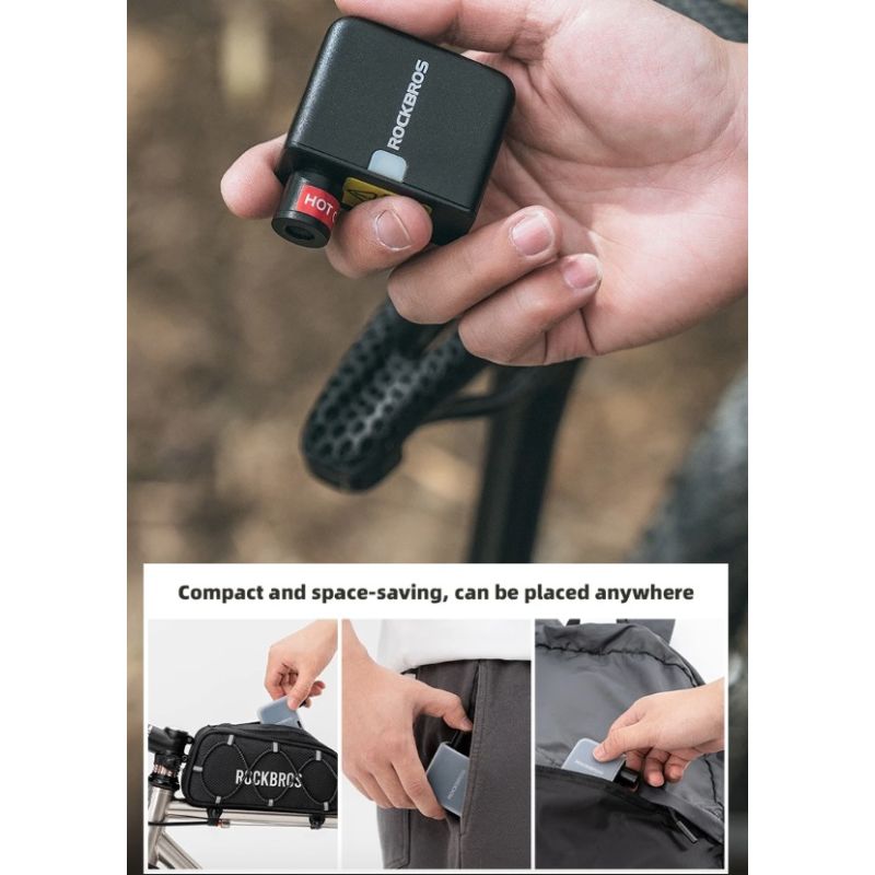 ROCKBROS Fahrradpumpe, tragbare Mini-Elektro-Luftpumpe, wiederaufladbar, 100 PSI, Reifenfüller, Auto, Fahrrad, Motorrad, Fahrradpumpe