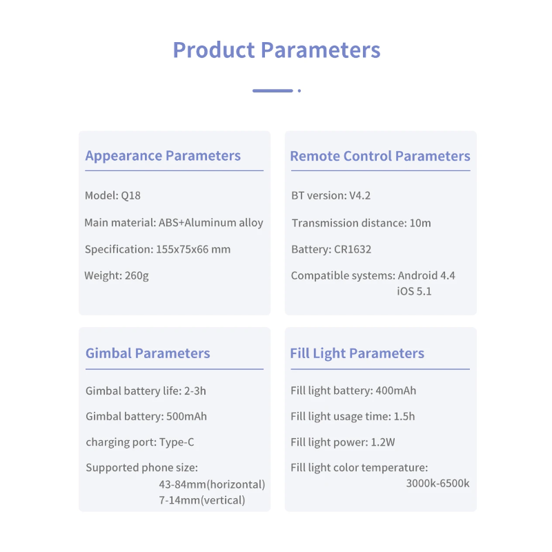 Q18 Selfie Stick 360 Rotation Nach Aufnahmemodus Gimbal Stabilisator
