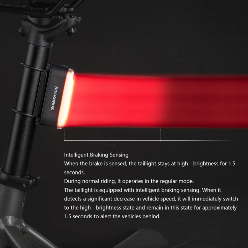 ROCKBROS Magnetic Bike Taillight IPX6 Waterproof 7 kinds Mode Smart Sensor Night Safety Warning Light Cycling Accessories