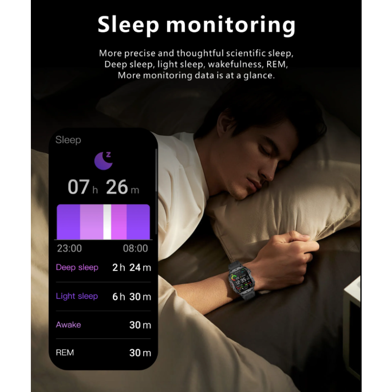 QX11 Smart Watch Herren IP68 5ATM Outdoor-Sport Fitness Tracker Gesundheitsmonitor 1,96" BT Call Smartwatch