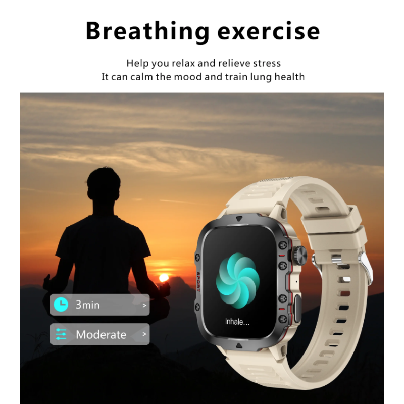 QX11 Smart Watch Herren IP68 5ATM Outdoor-Sport Fitness Tracker Gesundheitsmonitor 1,96" BT Call Smartwatch