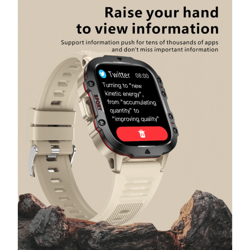 QX11 Smart Watch Herren IP68 5ATM Outdoor-Sport Fitness Tracker Gesundheitsmonitor 1,96" BT Call Smartwatch