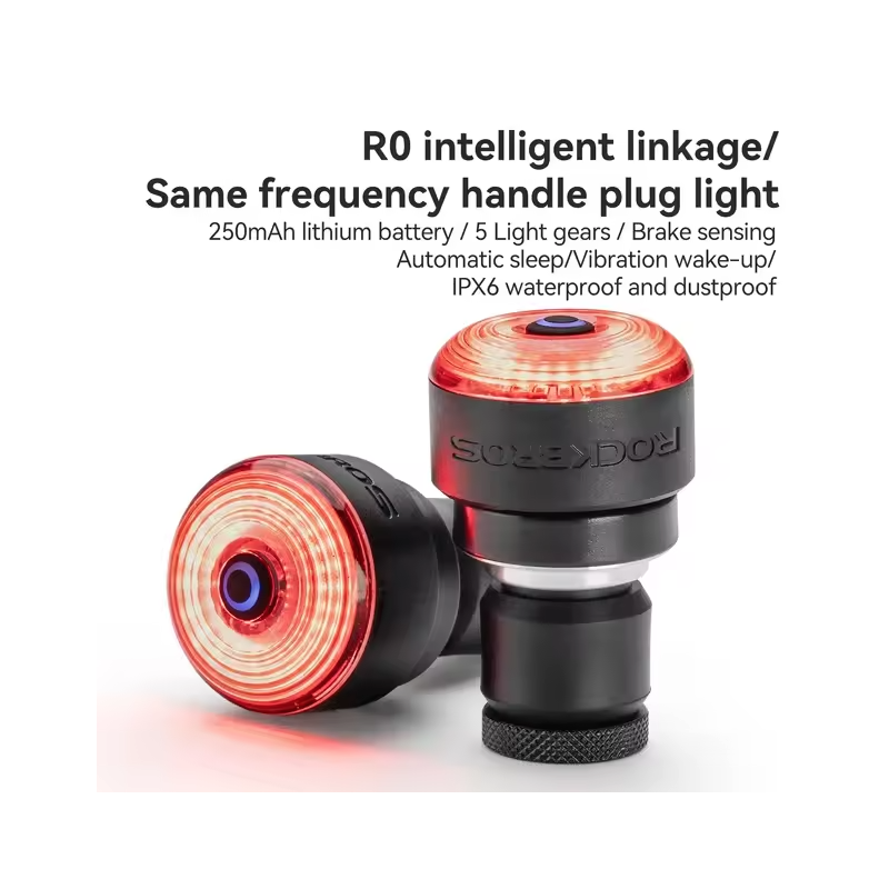 ROCKBROS R0 Handlebar End Plug Bike light Type-C MTB Road Cycling Taillight