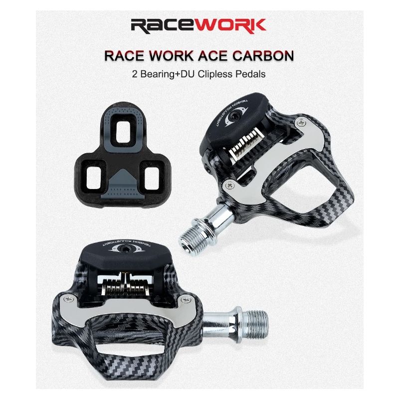 RACEWORK Rennradpedale Carbonfasermuster Ultraleichte Lagerpedale für SPD Keo Selbstsichernde professionelle Fahrradpedale