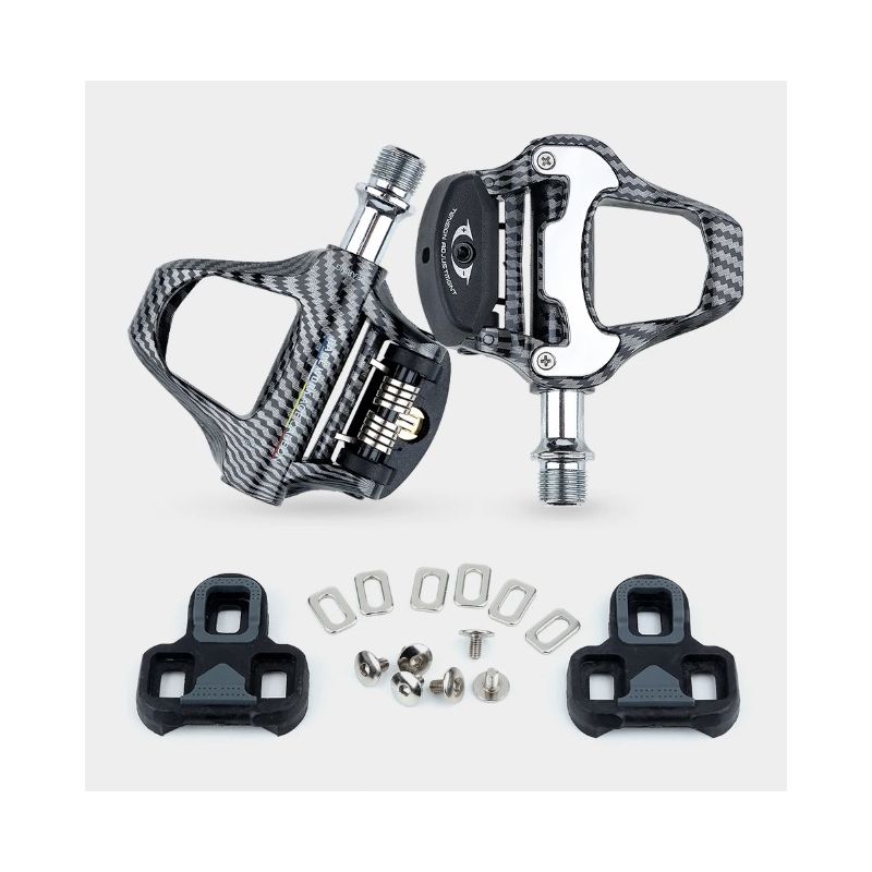 RACEWORK Rennradpedale Carbonfasermuster Ultraleichte Lagerpedale für SPD Keo Selbstsichernde professionelle Fahrradpedale