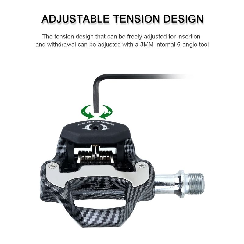 RACEWORK Rennradpedale Carbonfasermuster Ultraleichte Lagerpedale für SPD Keo Selbstsichernde professionelle Fahrradpedale