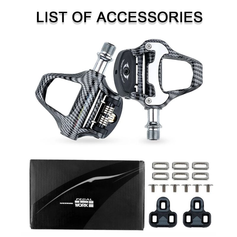 RACEWORK Rennradpedale Carbonfasermuster Ultraleichte Lagerpedale für SPD Keo Selbstsichernde professionelle Fahrradpedale