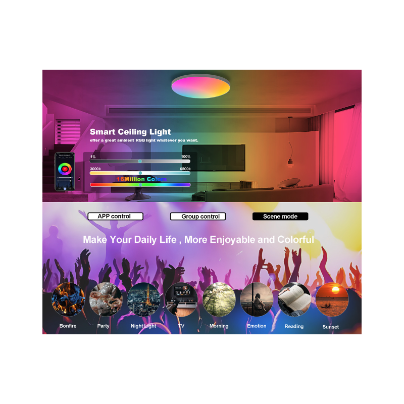 24W Tuya Zigbee Smart Decke Licht Wifi RGBCW Led Decke Lampe Wohnzimmer Hause Dekoration Smart Lampe Für Alexa