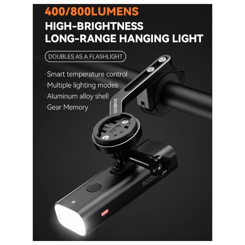 ROCKBROS RHL-1000LUMEN Fahrrad-Frontlicht, regendicht, wiederaufladbar, Typ C, Fahrradlicht, Fahrradscheinwerfer, LED-MTB-Fahrradlampe