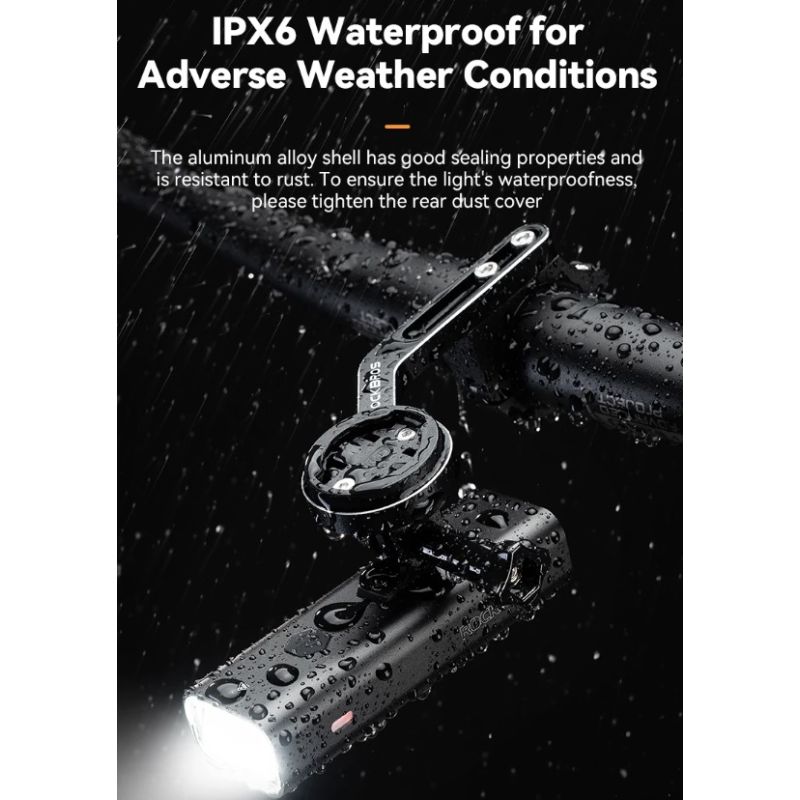 ROCKBROS RHL-1000LUMEN Fahrrad-Frontlicht, regendicht, wiederaufladbar, Typ C, Fahrradlicht, Fahrradscheinwerfer, LED-MTB-Fahrradlampe