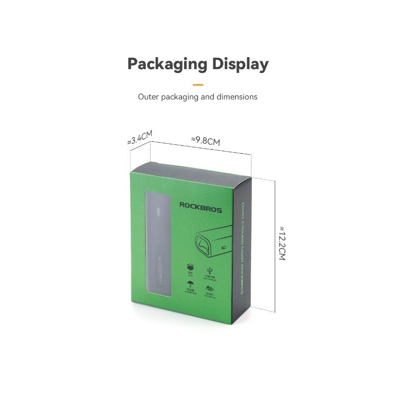 ROCKBROS RHL-1000LUMEN Fahrrad-Frontlicht, regendicht, wiederaufladbar, Typ C, Fahrradlicht, Fahrradscheinwerfer, LED-MTB-Fahrradlampe