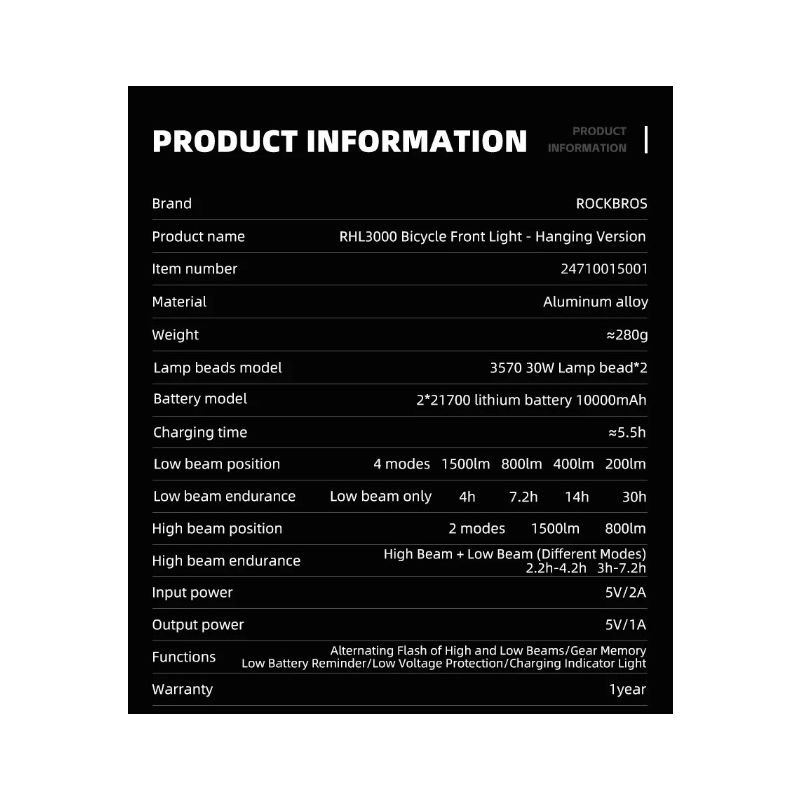 ROCKBROS RHL3000 Fahrradlicht 10000 mAh Taschenlampe Fahrrad-Frontlicht Wasserdichter MTB-Rennrad-Scheinwerfer