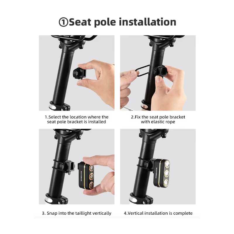 ROCKBROS Smart Bicycle Rear Light IP64 Waterproof Warning taillights Type-C Charging Brake Sensing Tail Light Night Cycling Light Bike Accessories