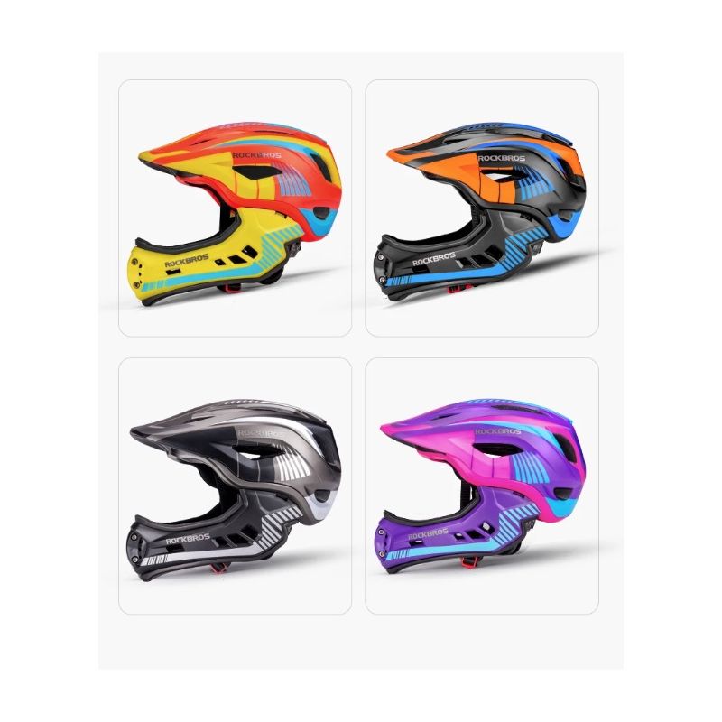 ROCKBROS Kinder Fahrradhelm Abnehmbarer Integralhelm für Kinder und Teenager, Sicherheits-Sporthelm, MTB, Fahrrad, Roller, Motor, Crosshelm