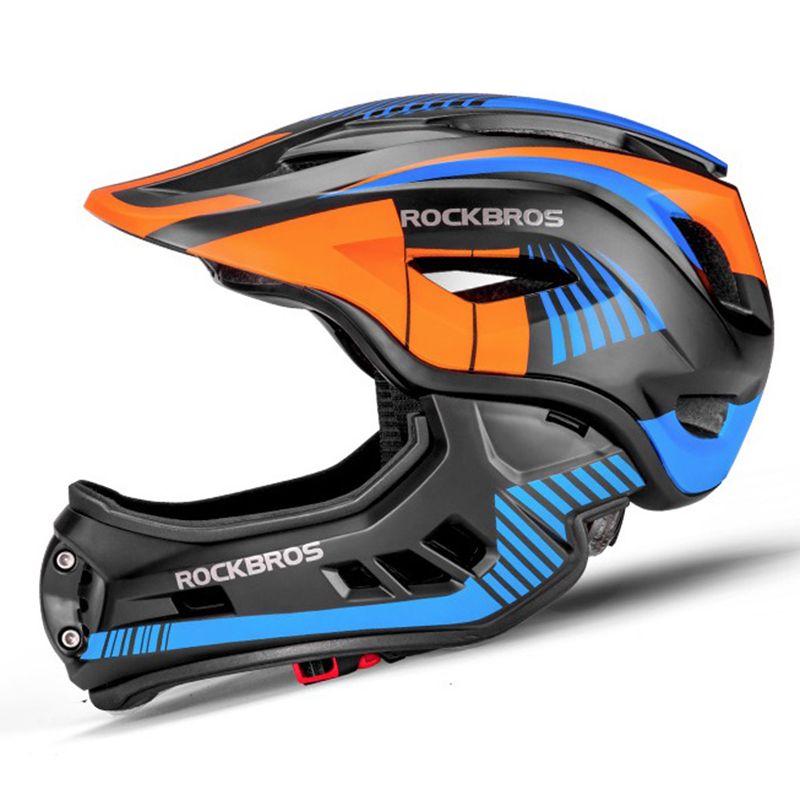 ROCKBROS Kinder Fahrradhelm Abnehmbarer Integralhelm für Kinder und Teenager, Sicherheits-Sporthelm, MTB, Fahrrad, Roller, Motor, Crosshelm