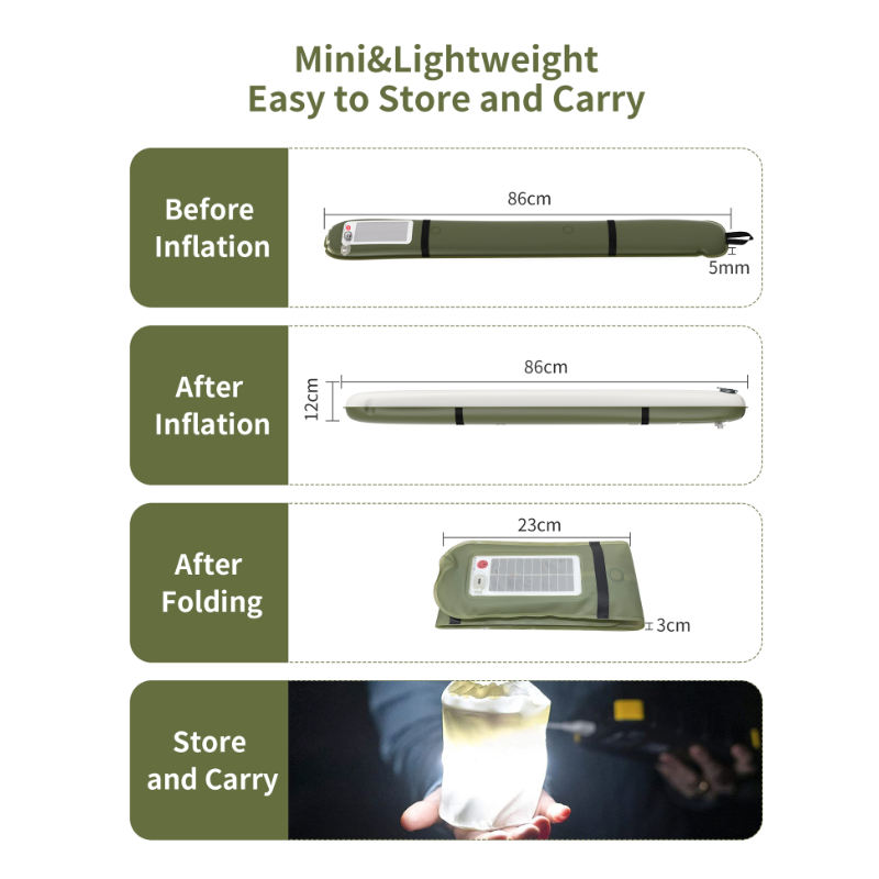 ZTARX Inflatable Solar Camping Lantern,IP66 Waterproof Folding Magnetic Fill Light ,Portable and Lightweight Tent Light