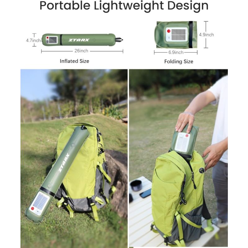 ZTARX Inflatable Solar Camping Lantern,IP66 Waterproof Folding Magnetic Fill Light ,Portable and Lightweight Tent Light