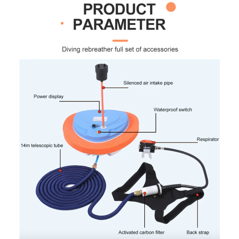 Tauchventilator Z270 Z500, wasserdicht, tragbar, wiederaufladbar, Tauchschnorchelausrüstung mit Tauchatemregler