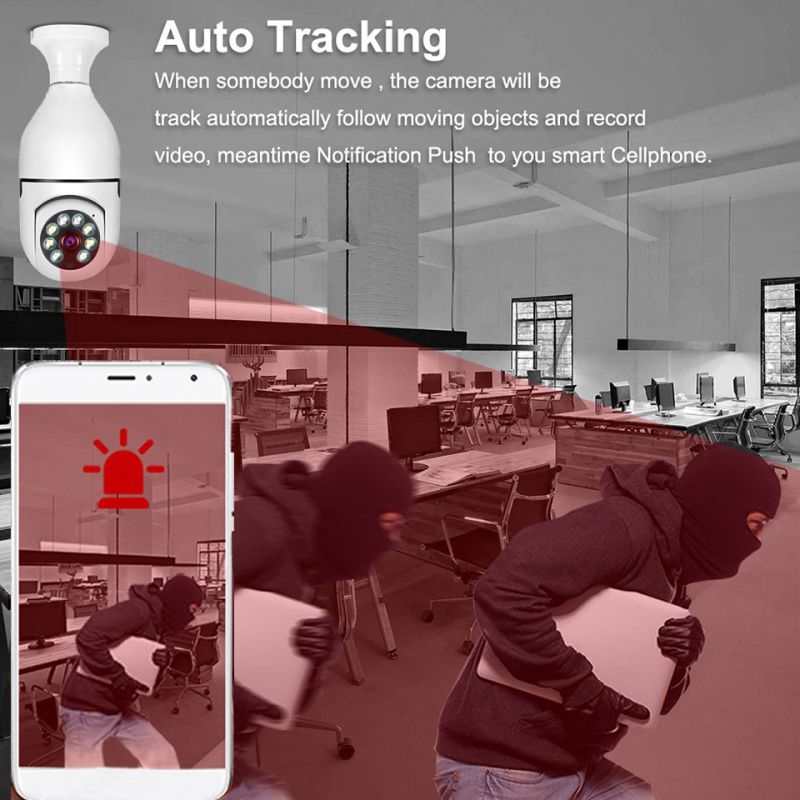 5G Wifi E27 Birnen-Überwachungskamera-Nachtsicht-Vollfarb-Automatik-Human-Tracking-4X-Digitalzoom-Videoüberwachungskamera