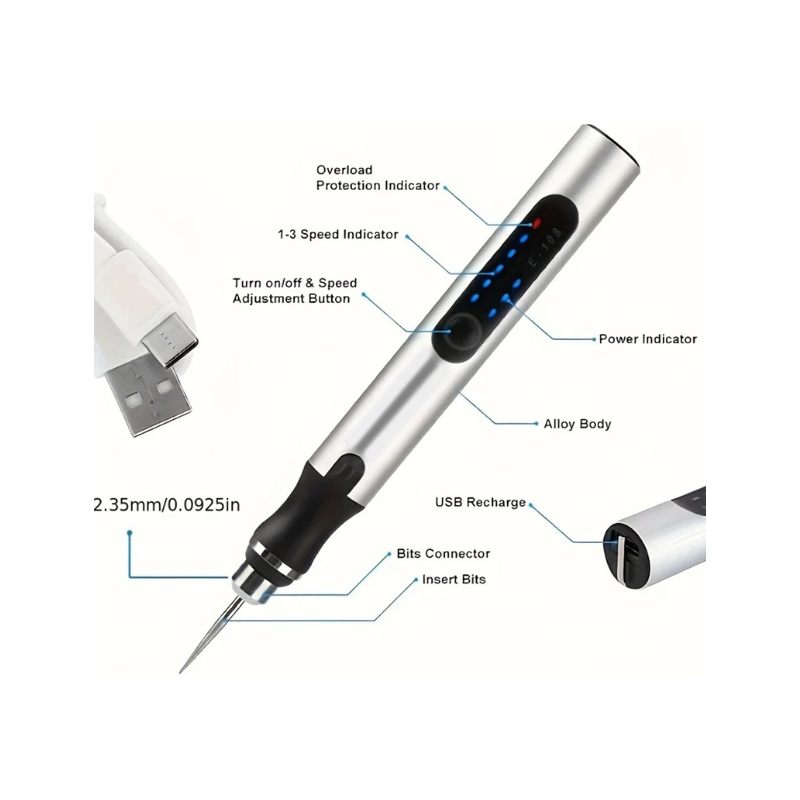USB Rechargable Engraving Machines Pen with 35bits,Mini Electric Engraver Etching Machines Cordless Rotary Tools Engraved Jewelry Stone Metal Plastic Wood Resin Model