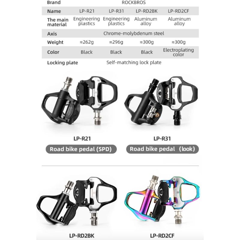 ROCKBROS SPD-SL Radfahren Rennrad Fahrrad Selbstsichernde Pedale Ultraleichte Aluminiumlegierung 2 Fahrradpedal mit abgedichtetem Lager