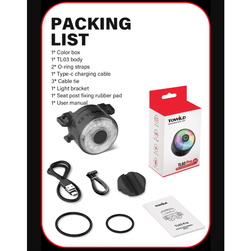 TOWILD TL03Pro Fahrradrücklicht LED Fahrradrücklicht