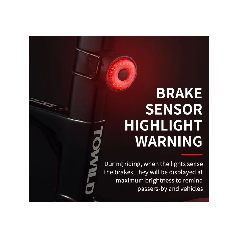 TOWILD TL03 Fahrrad Smart Auto Brake Sensing Light LED Fahrradrücklicht Fahrradrücklicht Warnfahrradrücklicht