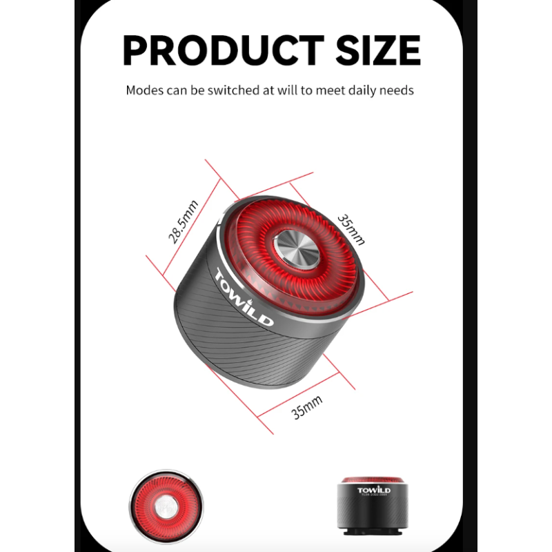 TOWILD TL05 Rücklicht Fahrrad Smart Auto Brake Sensing Light IPX6 Wasserdichtes USB-Lade-LED-Fahrradlicht Warnrücklicht