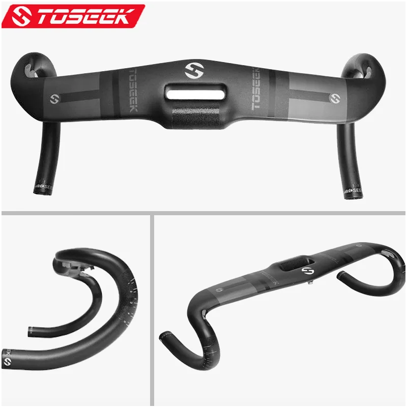 TOSEEK Vollcarbon-Lenker 400?440 mm, 31,8 mm, Rennrad-Lenker, gewindelos, integrierter Rennsport, Drop-Bikes, Bar, Fahrradzubehör