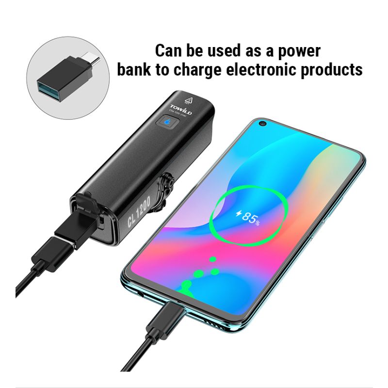 TOWILD CL1200 1200LM Fahrradlicht Frontlampe USB Wiederaufladbare LED 21700 4000mAh Fahrradlicht Wasserdichter Fahrradscheinwerfer