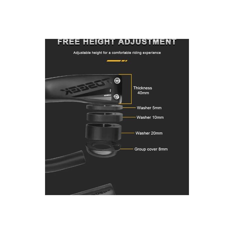 TOSEEK TR5500 Rennrad Vollcarbon Vorbau Integrierter Fahrradlenker Ultraleicht 28,6 mm Fahrradteile Zubehör