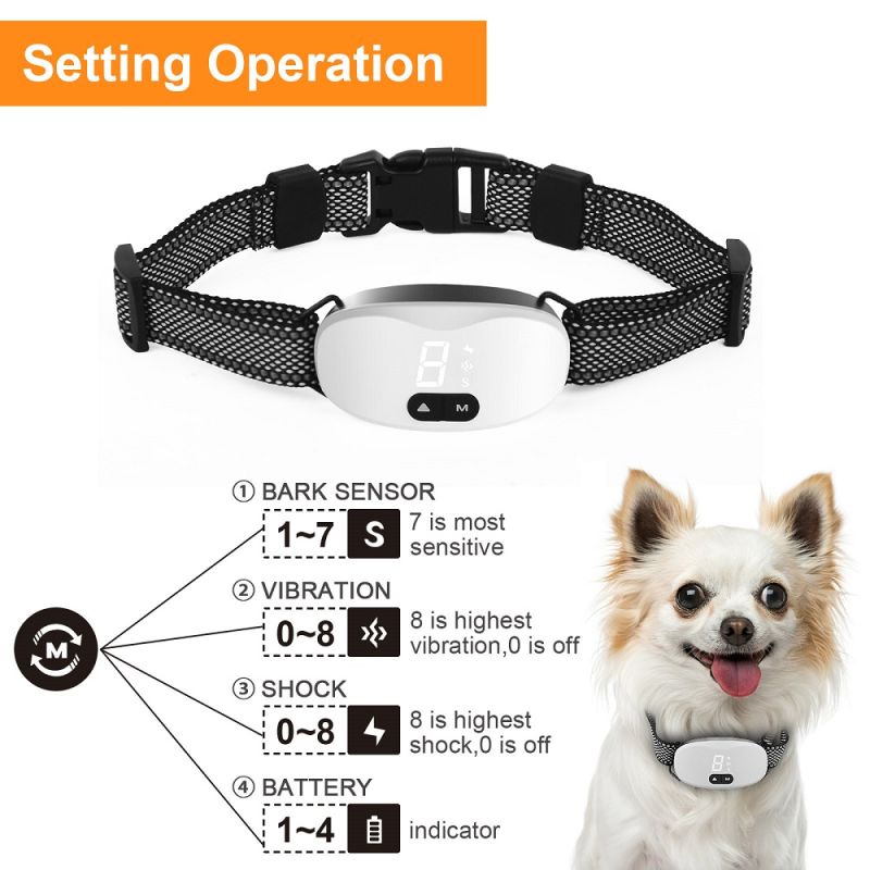 Automatisches Anti-Bell-Hundehalsband, wiederaufladbarer Bark-Stopper, effektiver Stopp des Bellens, wasserdichtes IP67-Halsband für Hunde