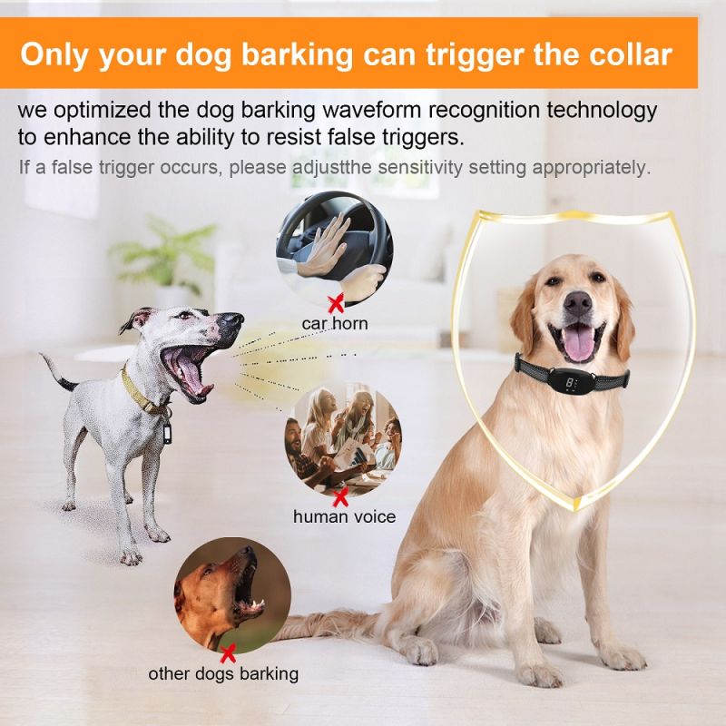 Automatisches Anti-Bell-Hundehalsband, wiederaufladbarer Bark-Stopper, effektiver Stopp des Bellens, wasserdichtes IP67-Halsband für Hunde