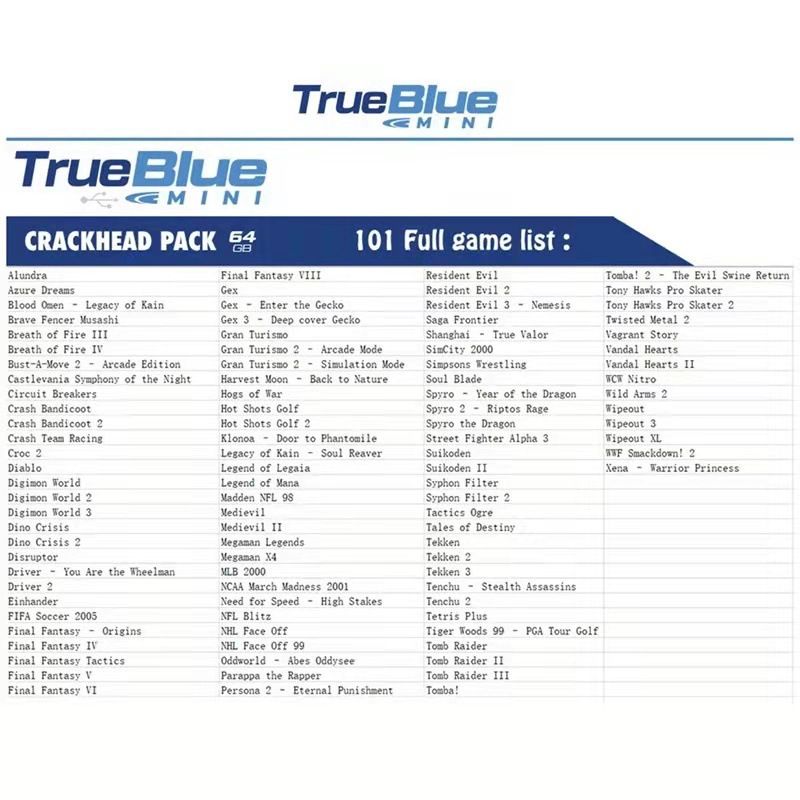 True Blue Mini Crackhead Pack 32G/64G Fight Pack PS ONE MINI
