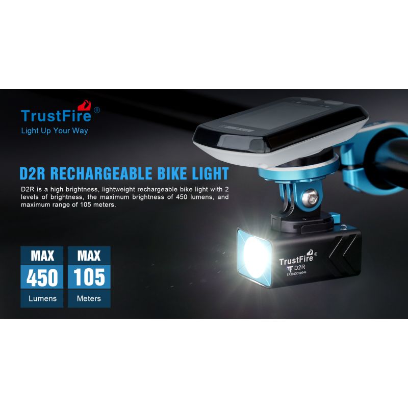 TrustFire D2R Fahrradlicht vorne 450LM Fahrradlampe Typ-C Wiederaufladbares Fahrradlicht