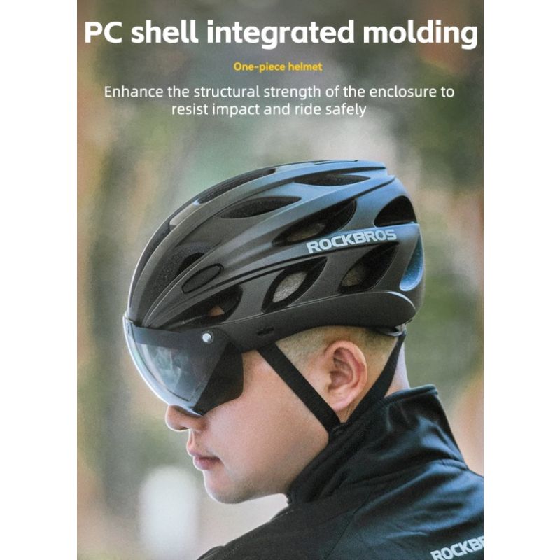 ROCKBROS Fahrradhelm EPS Integral geformter atmungsaktiver Fahrradhelm Brillenglas Aero MTB Rennradhelm