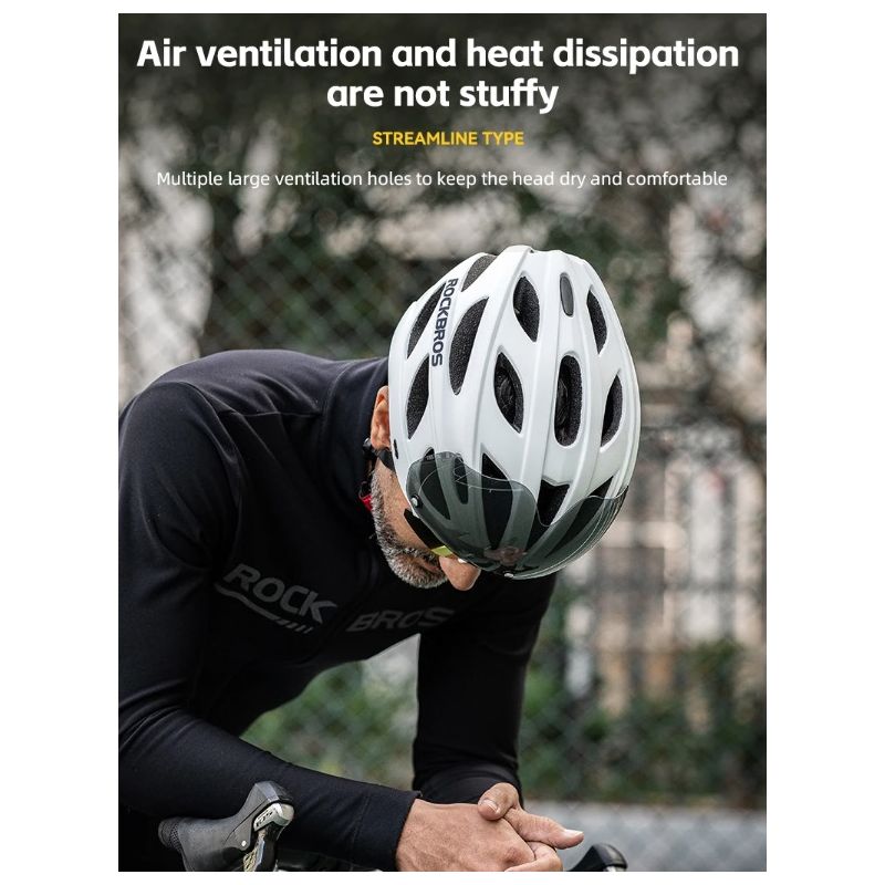 ROCKBROS Fahrradhelm EPS Integral geformter atmungsaktiver Fahrradhelm Brillenglas Aero MTB Rennradhelm