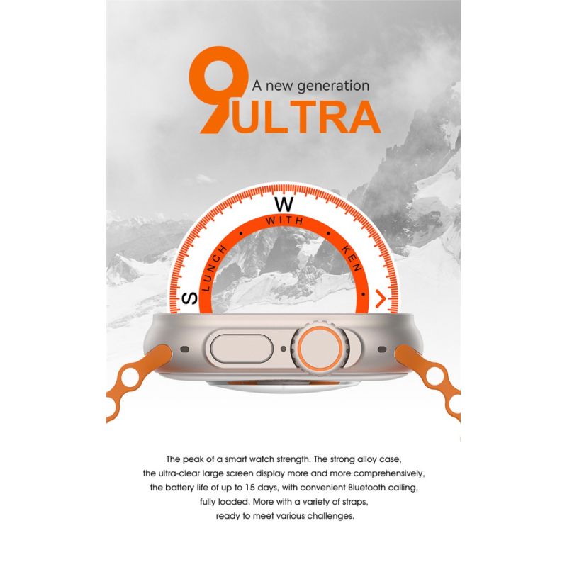 49mm Smart Watch Ultra 9 Bluetooth Anruf NFC Kompass GPS Route Track Ip68 Smartwatch