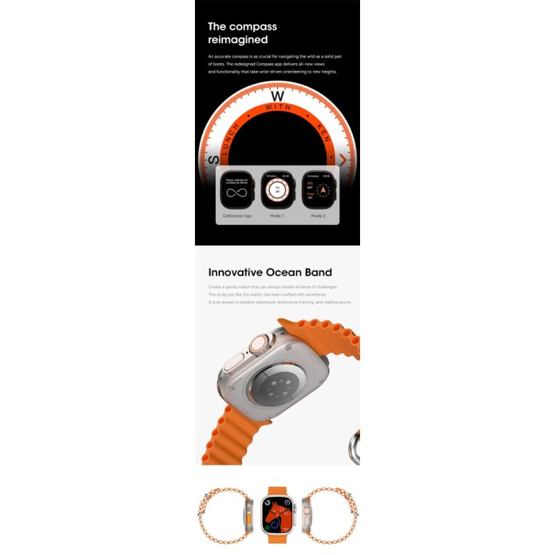 49mm Smart Watch Ultra 9 Bluetooth Anruf NFC Kompass GPS Route Track Ip68 Smartwatch