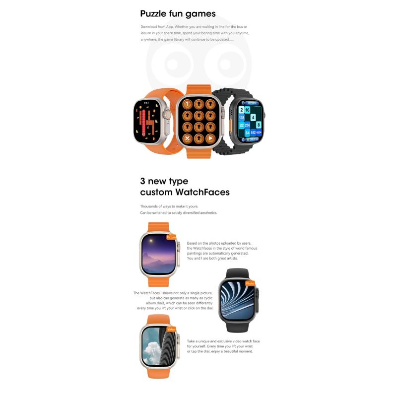 49mm Smart Watch Ultra 9 Bluetooth Anruf NFC Kompass GPS Route Track Ip68 Smartwatch