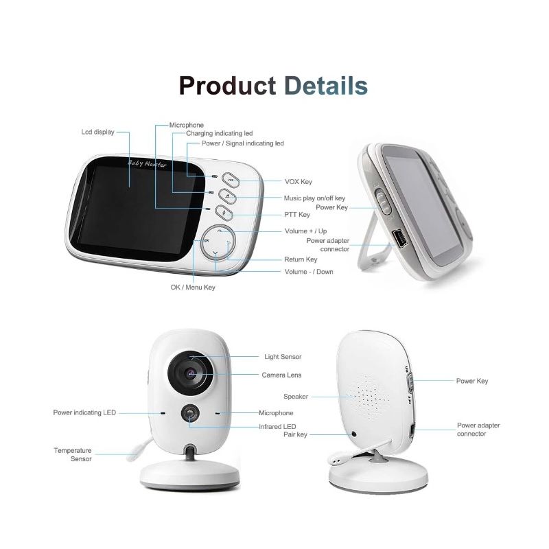 VB603 Video Baby Monitor 2.4G Mutter Kinder Zwei-Wege-Audio Nachtsicht Überwachungskameras